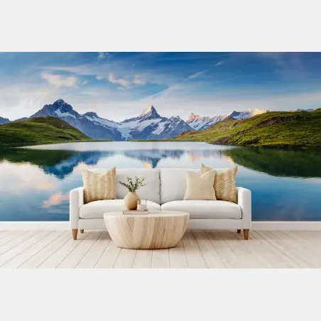 Fotomural amanecer sereno en Bachalpsee, Alpes Suizos – Pixers®