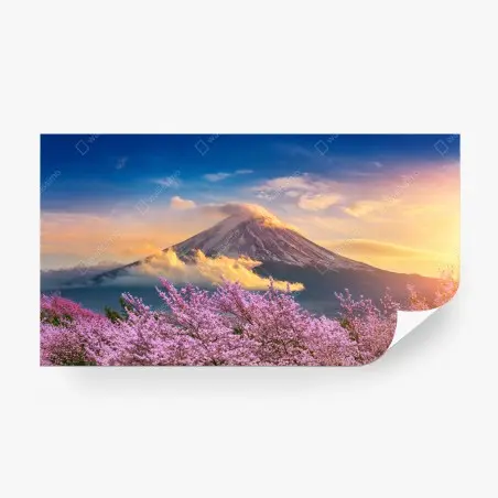 Fotomural amanecer en Monte Fuji con cerezos en flor – Pixers®