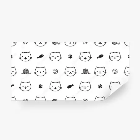 Fotomural patrón de caritas de gato minimalista – Pixers®
