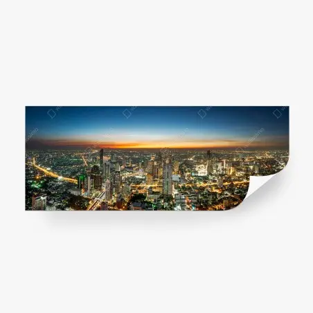 Fotomural panorama nocturno de Bangkok sobre el río Chaopraya – Pixers®