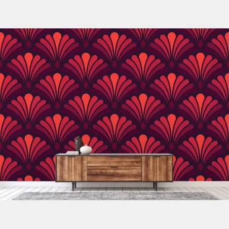 Fotomural motivo art déco en tonos rojos y burdeos – Pixers®