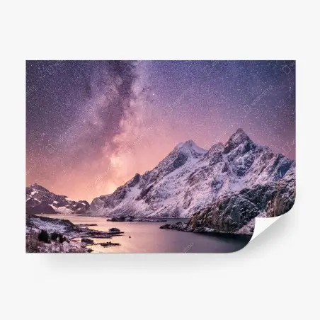 Fotomural vía láctea sobre fiordo nevado – Pixers®