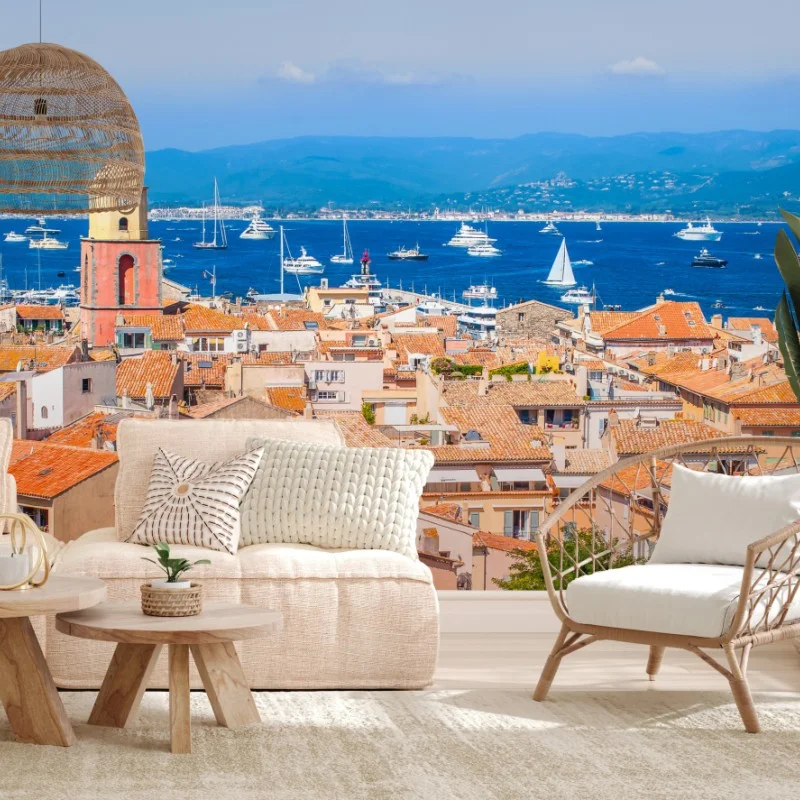 Fotomural panorama mediterráneo de Saint-Tropez