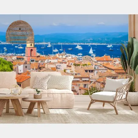 Fotomural panorama mediterráneo de Saint-Tropez – Pixers®