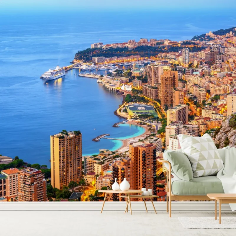 Fotomural atardecer sobre Mónaco y Montecarlo