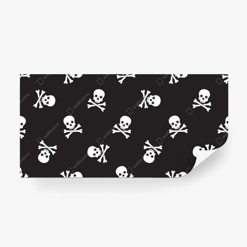 Fotomural patrón de calaveras en blanco y negro