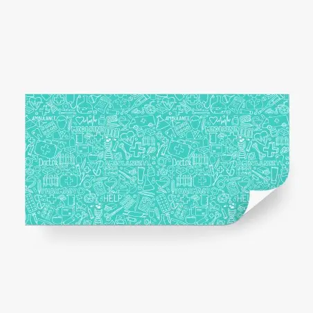 Fotomural patrón médico doodle en tonos turquesa – Pixers®