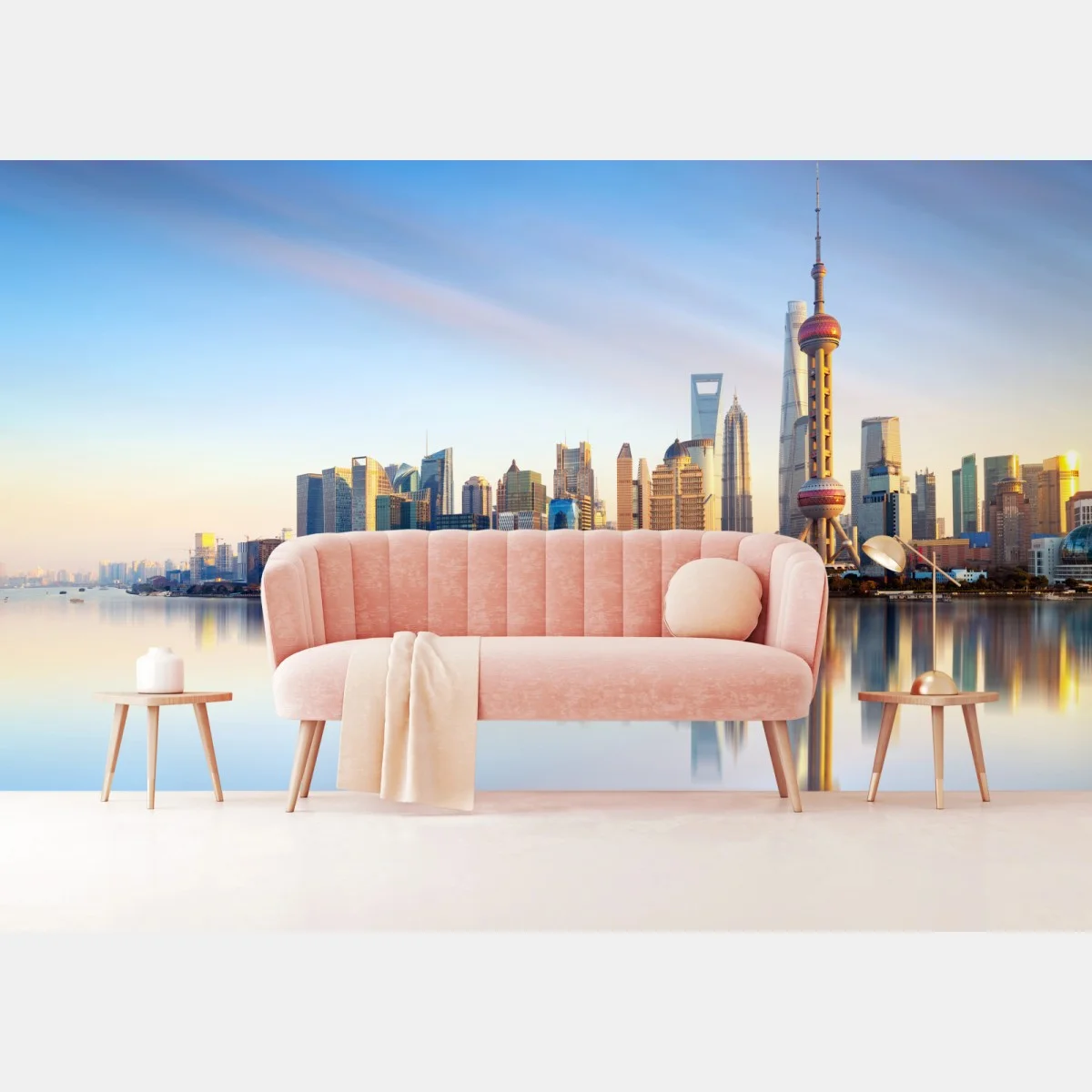 Fotomural horizonte moderno de Shanghai al amanecer – Pixers® Fotomural horizonte moderno de Shanghai al amanecer – Pixers®