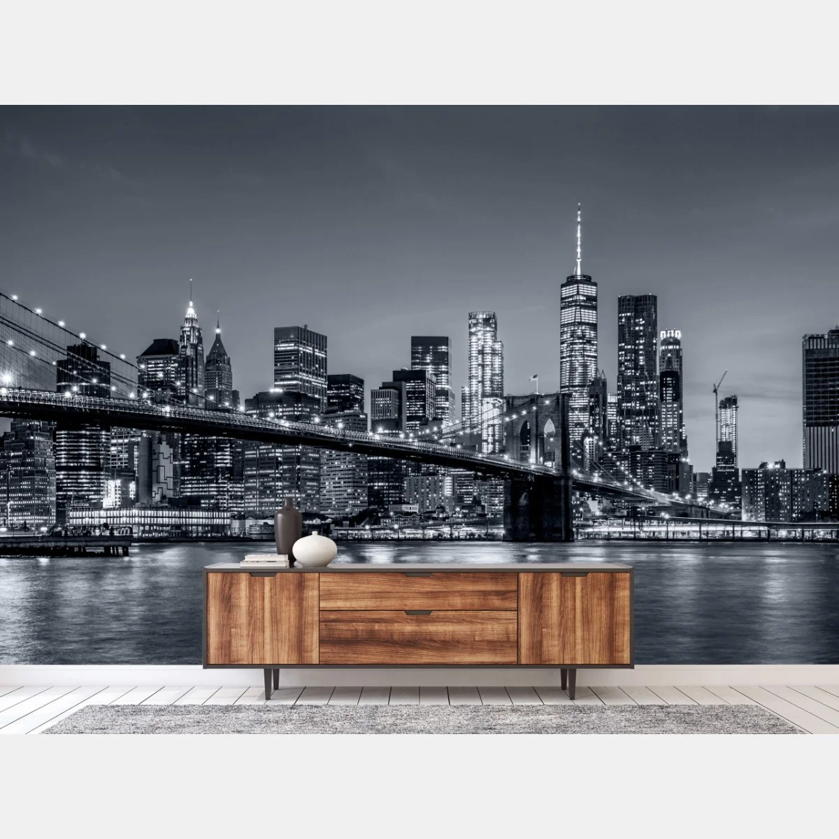 Fotomural panorama nocturno de Nueva York: Manhattan y puente de Brooklyn – Pixers® Fotomural panorama nocturno de Nueva York: Manhattan y puente de Brooklyn – Pixers®