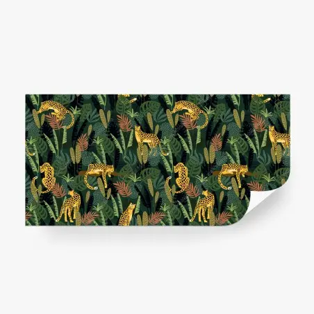 Fotomural patrón selvático de leopardos dorados – Pixers®