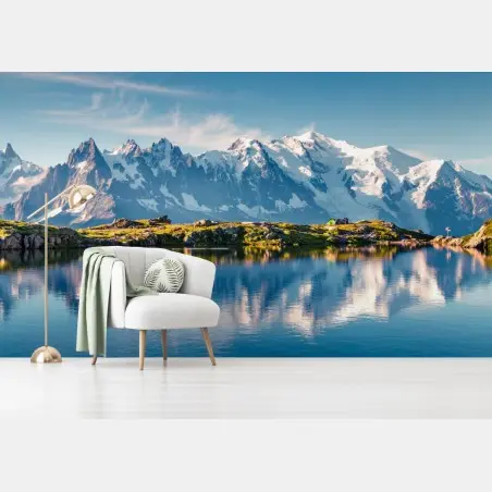 Fotomural amanecer en Lac Blanc y Mont Blanc – Pixers®