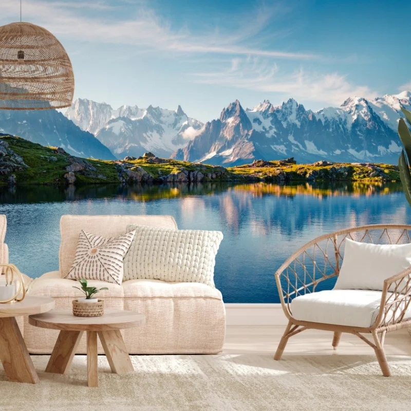 Fotomural panorámica de Lac Blanc con Mont Blanc