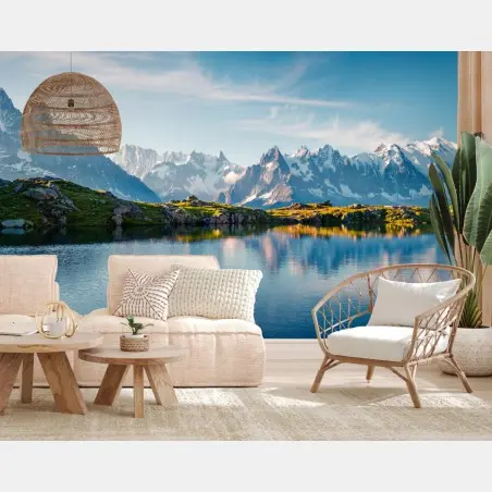 Fotomural panorámica de Lac Blanc con Mont Blanc – Pixers®