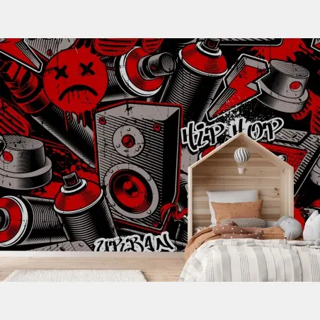 Fotomural arte urbano graffiti hip hop en rojo y negro – Pixers®