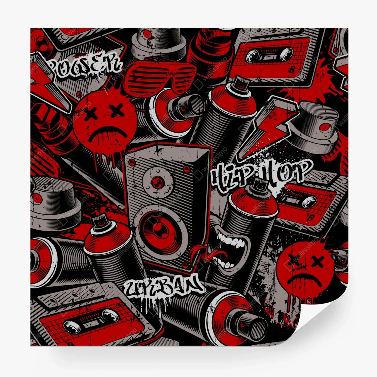 Fotomural arte urbano graffiti hip hop en rojo y negro – Pixers®