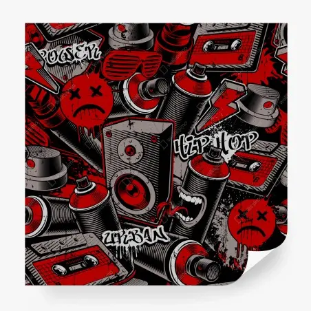 Fotomural arte urbano graffiti hip hop en rojo y negro – Pixers®