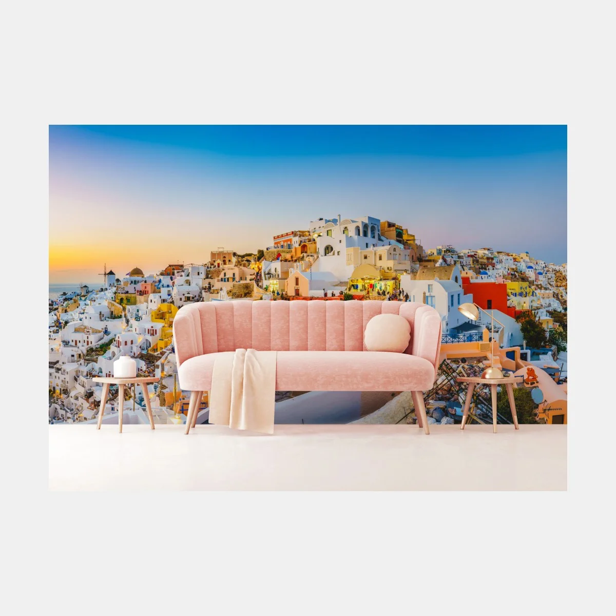Fotomural panorama de Santorini al atardecer – Pixers® Fotomural panorama de Santorini al atardecer – Pixers®