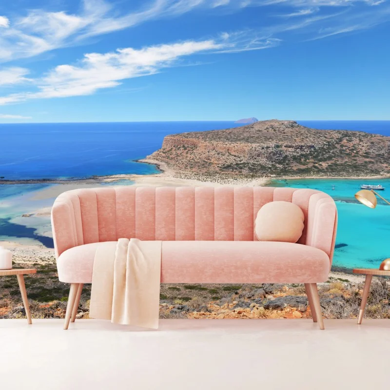 Fotomural laguna de Balos, Creta: paisaje marino de aguas turquesas