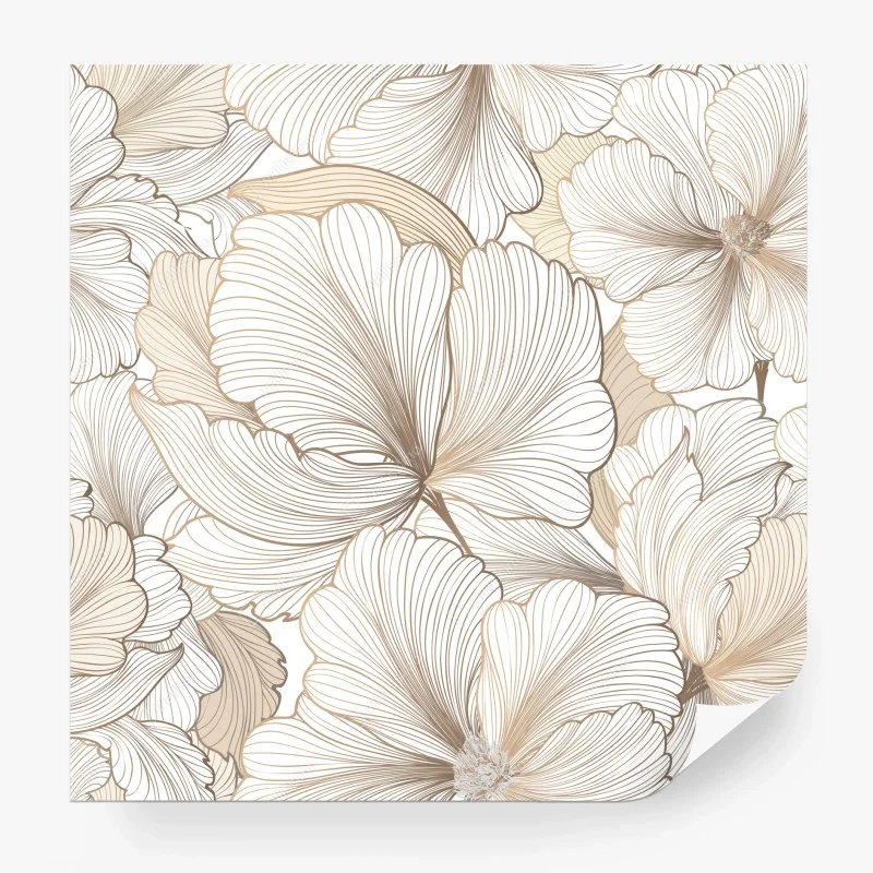 Fotomural flores de líneas finas en tonos beige