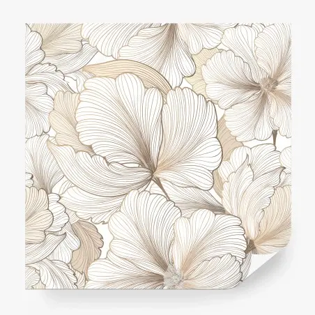 Fotomural flores de líneas finas en tonos beige – Pixers®