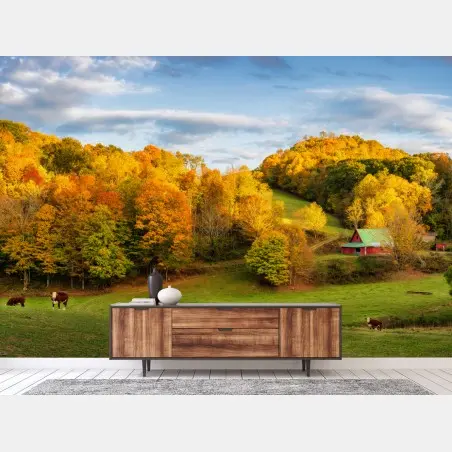 Fotomural paisaje otoñal en la granja – Pixers®