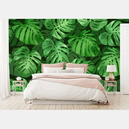 Fotomural patrón tropical de hojas de monstera – Pixers®
