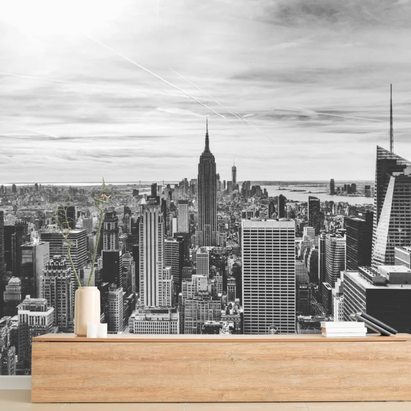 Fotomural panorama urbano de Nueva York en blanco y negro