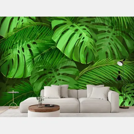 Fotomural fondo de hojas tropicales verdes – Pixers®