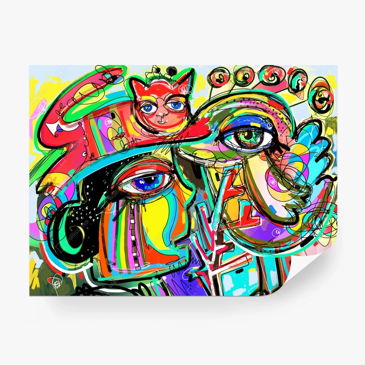 Fotomural rostro colorido con gato rojo y pájaro – Pixers® Fotomural rostro colorido con gato rojo y pájaro – Pixers®