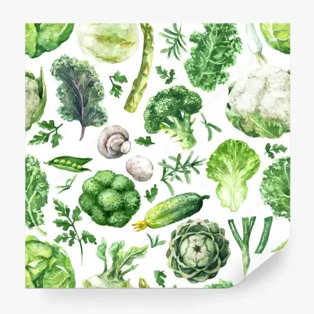 Fotomural patrón acuarelado de verduras verdes – Pixers®
