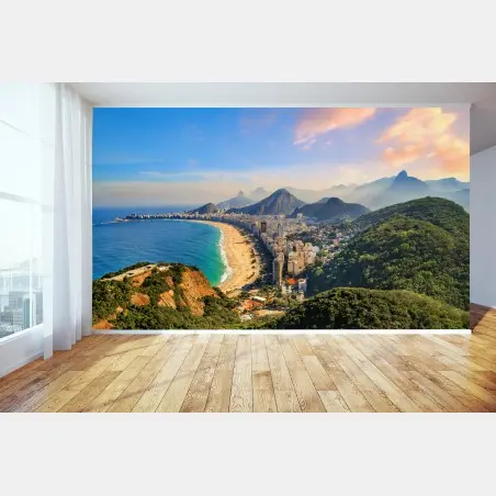 Fotomural panorámica de Copacabana e Ipanema al atardecer – Pixers®
