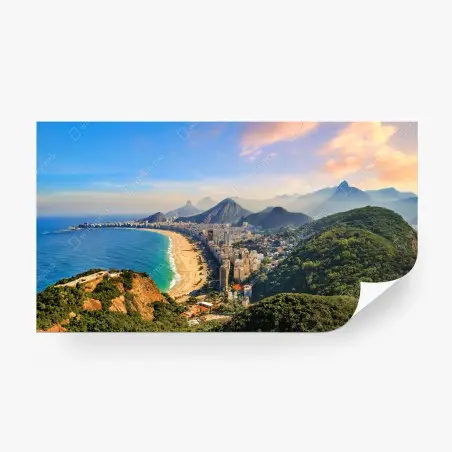 Fotomural panorámica de Copacabana e Ipanema al atardecer – Pixers®