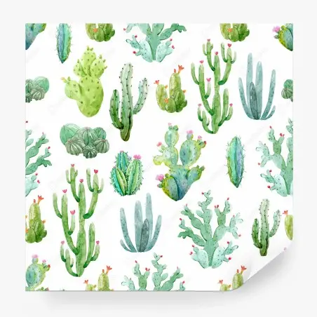 Fotomural patrón de cactus en acuarela – Pixers®