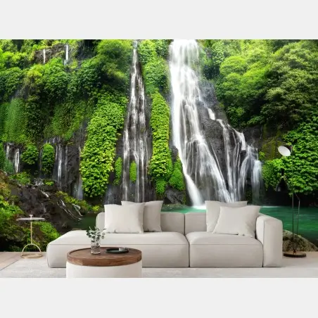 Fotomural cascada esmeralda en selva tropical – Pixers®