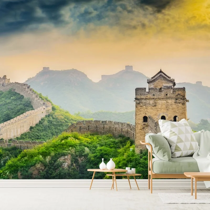 Fotomural panorámica de la Gran Muralla China al atardecer