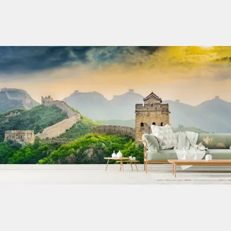 Fotomural panorámica de la Gran Muralla China al atardecer – Pixers®