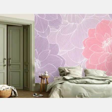 Fotomural flores lineales en tonos pastel – Pixers®