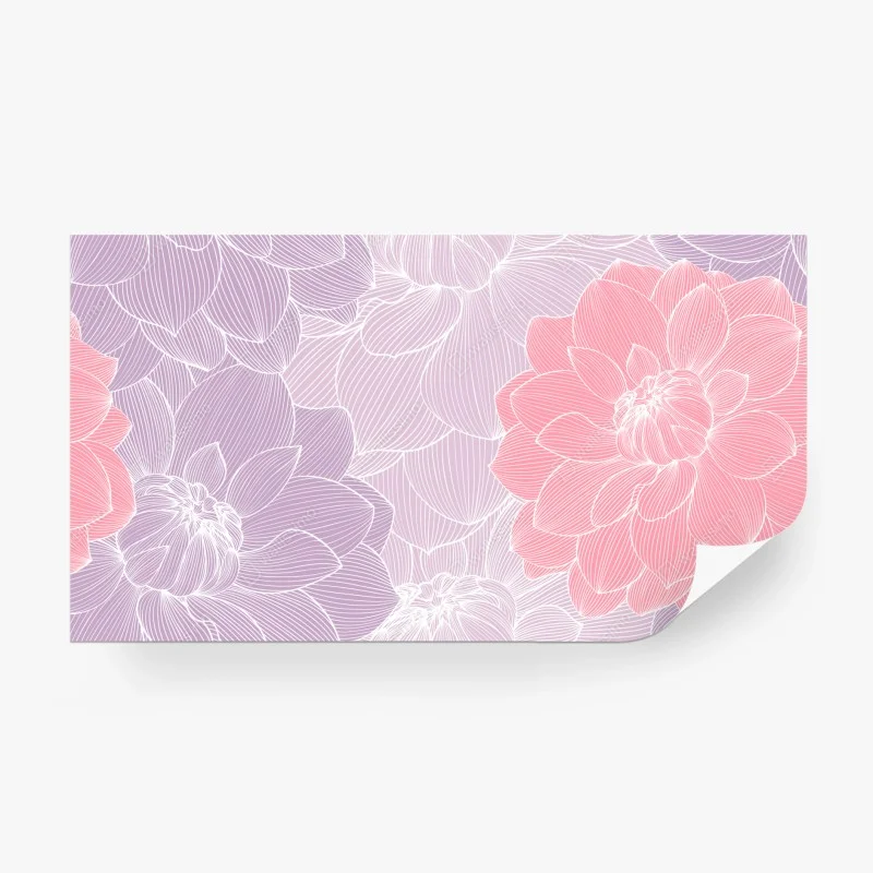 Fotomural flores lineales en tonos pastel