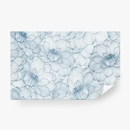 Fotomural patrón floral lineal azul – Pixers®