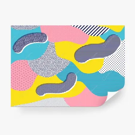 Fotomural diseño colorido estilo Memphis con formas orgánicas – Pixers®