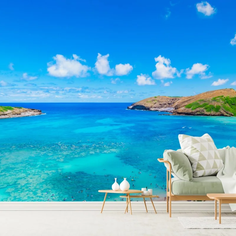 Fotomural bahía de aguas turquesas y cielo azul