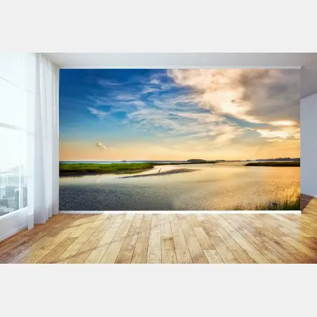 Fotomural garza azul en la puesta de sol en Chesapeake Bay, Maryland – Pixers®