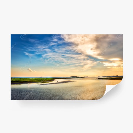 Fotomural garza azul en la puesta de sol en Chesapeake Bay, Maryland – Pixers®