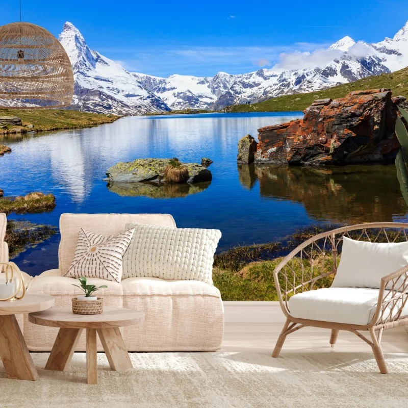 Fotomural reflejo del Matterhorn en el lago Stellisee