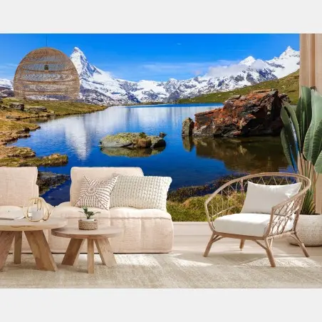 Fotomural reflejo del Matterhorn en el lago Stellisee – Pixers®