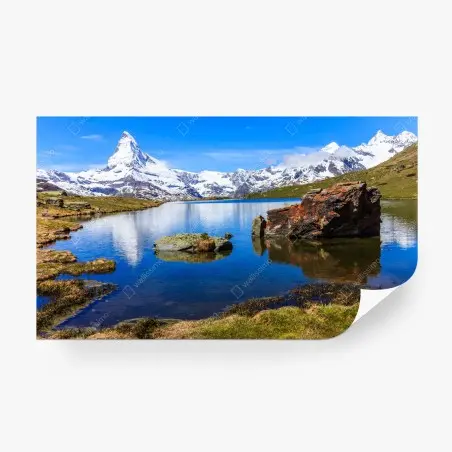 Fotomural reflejo del Matterhorn en el lago Stellisee – Pixers®