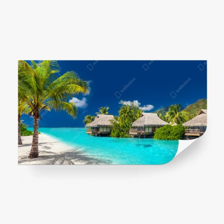 Fotomural paraíso tropical con bungalows sobre el agua – Pixers®