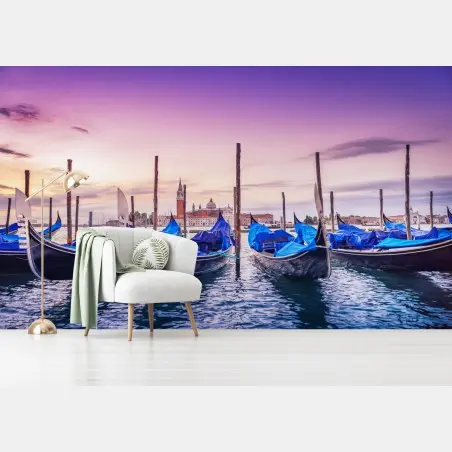 Fotomural góndolas al crepúsculo en Venecia – Pixers®