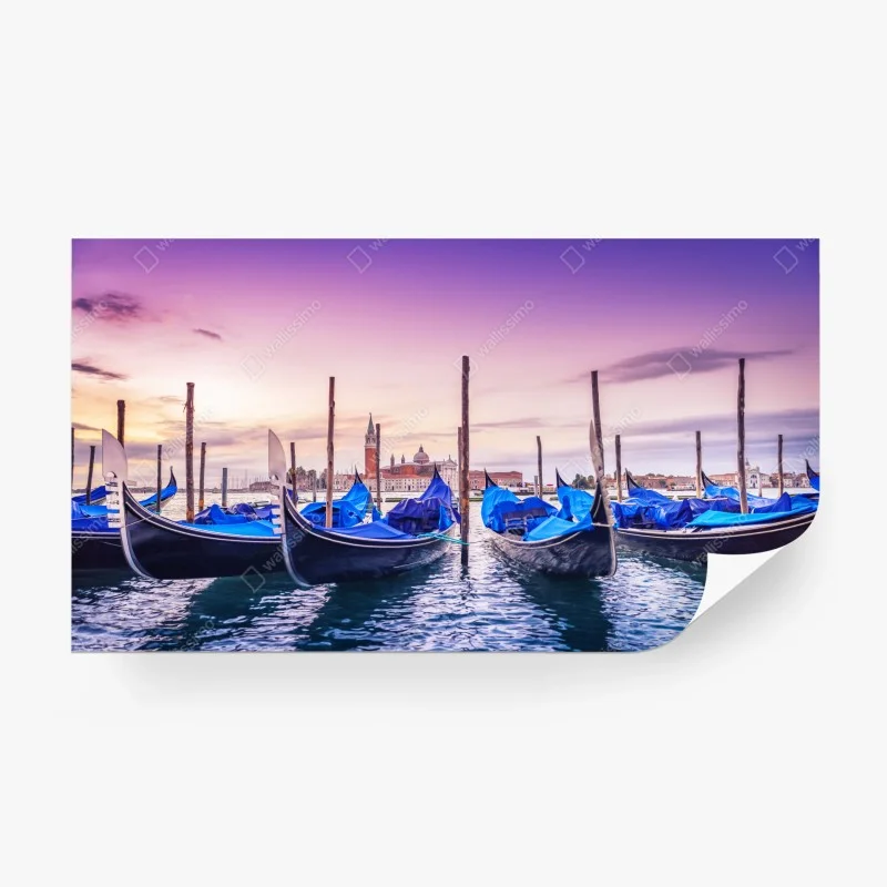 Fotomural góndolas al crepúsculo en Venecia
