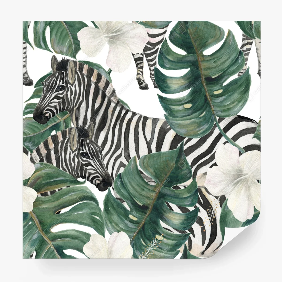 Fotomural estampado selvático de cebras y hojas de monstera – Pixers® Fotomural estampado selvático de cebras y hojas de monstera – Pixers®